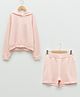 LC Waikiki Full Sleeves Solid Hooded Sweatshirt With Shorts - Pink