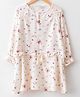 LC Waikiki Full Sleeves Frill Detailed Floral Printed Crew Neck Dress - Ecru Off White