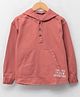 LC Waikiki Full Sleeves Placement Text Printed Cotton Gabardine Hooded Sweatshirt  - Brick Red