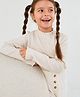 LC Waikiki Full Sleeves Ribbed & Button Detailed Turtle Neck Tee - Ecru Melange