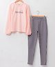 LC Waikiki Full Sleeves Placement Text Printed Tee & Pin Checked Cotton Leggings - Pink