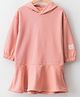 LC Waikiki Full Sleeves Solid Hooded  Dress   - Pink