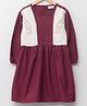 LC Waikiki Full Sleeves Mock Attached Shrug Style Embroidered & Gingham Checked Fit & Flare Dress - Bordeaux Purple