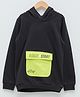 LC Waikiki Full Sleeves Placement Text Printed Cotton Hooded sweatshirt - Black  & Green