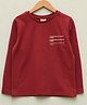 LC Waikiki Full Sleeves Placement Text Printed Tee - Bordeaux Red