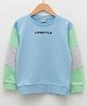 LC Waikiki Full Sleeves Placement Text Printed Colour Block Detailed Cotton Sweatshirt - Light Blue
