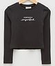 LC Waikiki Full Sleeves Placement Text Printed  Tee  - Black