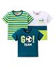 Babyhug 100% Cotton Knit Half Sleeves T-Shirt Stripes & Soccer Ball Graphics Pack Of 3 - Multicolor