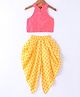 Twisha Sleeveless Incut Style Solid Top & Floral Foil Printed Dhoti - Lime Green & Pink