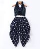Twisha Halter Neck Sequin Embellished Ruffles Designer Top With Butterfly Foil Printed Dhoti - Navy Blue