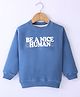 Doreme Cotton Fleece Full Sleeves Sweatshirt Text Print - Marine Blue