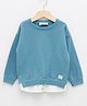 LC Waikiki Full Sleeves Solid Cotton Crew Neck Knitted Sweater - Dull Blue