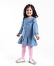 Babyhug Cotton Knit Full Sleeves Polka Dot Print Frock- Blue