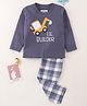 Nite Flite Full Sleeves Lil Builder Printed Tee With Plaid Checked Pajama - Blue