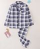 Nite Flite Full Sleeves Plaid Checked Coordinating Shirt & Pajama Set - Blue