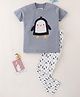 Nite Flite Full Sleeves Arctic Penguin Printed Tee & Pajama Set - Grey