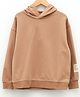 LC Waikiki Full Sleeves Text Patch Detailed Cotton Hooded Sweatshirt - Dark Beige