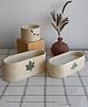 Aranya Earthcraft Hand block printed maple leaf papier-mache candle