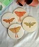 Aranya Earthcraft Hand Block Printed Moth Papier Mache Coasters Orange - Set of 4
