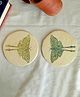 Aranya Earthcraft Hand Block Printed Moth Papier Mache Coasters Green - Set of 4
