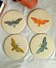 Aranya Earthcraft Hand Block Printed Moth Papier Mache Coasters - Set of 4
