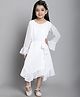 Mini & Ming Bell Full Sleeves Solid Fit & Flare Dress With Side Tie Up - White