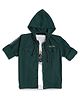 CAVIO Full Sleeves Placement Typography Printed  Hooded Shirt With Tee -   Green