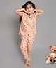 Little Clothing Half Sleeves Cake & Donuts Printed Tee  With Coordinating Pajama Set - Peach