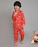 Little Clothing Full Sleeves Space Theme Printed Shirt With Coordinating Pajama Set - Red