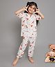 Little Clothing Half Sleeves Baby Animals & Raindow Printed Tee With Coordinating Pajama Set - White