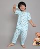 Little Clothing Half Sleeves Japanese Rice Cake Printed Tee With Coordinating Pajama Set - Sky Blue
