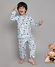 Little Clothing  Full Sleeves Shark Printed Tee With Coordinating Pajama Set - Sky Blue