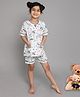Little Clothing Half Sleeves Space Theme Printed Tee With Coordinating Shorts Set - White
