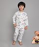 Little Clothing Full Sleeves Space Theme Printed Tee With Coordinating Pajama Set - White