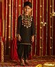 Vastramay Full Sleeves Mirror Work Embellished & Embroidered With Coordinating Lace Embellished Dhoti - Black