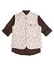 CAVIO Full Sleeves Solid Shirt With Seamless Floral Printed Nehru Jacket  - White