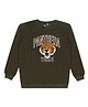 CAVIO Full Sleeves Panthera Tigris Embroidered Tee - Green