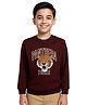 CAVIO Full Sleeves Panthera Tigris Embroidered Tee - Maroon