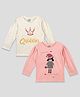 The Sandbox Clothing Co Pack Of 2 Full Sleeves Doll & Queen Text Printed Tees - Grey & Pink