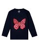 The Sandbox Clothing Co Full Sleeves Butterfly Detailed Reversible Sequin Embellished Top - Navy Blue