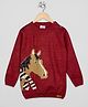 The Sandbox Clothing Co Full Sleeves Horse Designed Sweater - Maroon