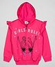 The Sandbox Clothing Co Full Sleeves Girl Printed With Glitter Embellished Text Hooded Sweatshirt - Pink