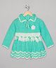 The Sandbox Clothing Co Full Sleeves Floral Applique & Tassel Detailed Hand Knitted Woollen Dress - Green