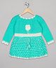 The Sandbox Clothing Co Full Sleeves Floral Applique Detailed Hand Knitted Woollen Dress -  Green