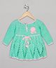 The Sandbox Clothing Co Full Sleeves Floral Applique Detailed Hand Knitted Woollen Dress -  Green