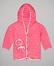 The Sandbox Clothing Co Full Sleeves Floral Detailed Hand Knitted Woollen Hooded Sweater -  Pink