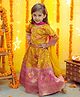 BownBee Three Fourth Sleeves Floral Foil Printed With Paisley Designed Coordinating Lehenga & Choli Set - Yellow