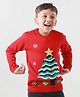 KNITCO Christmas Theme Full Sleeves Tree & Gifts Design Detailed Sweater - Red