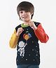 KNITCO Full Sleeves Astronaut Design Detailed & Color Blocked Sweater - Navy Blue