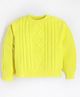 Cherry Crumble By Nitt Hyman Full Sleeves Cable Designed Sweater - Yellow